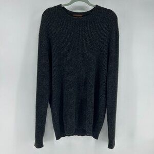 Tasso Elba 100% Cashmere Sweater Men’s XXL Ribbed Crewneck Grey Knit Shirt